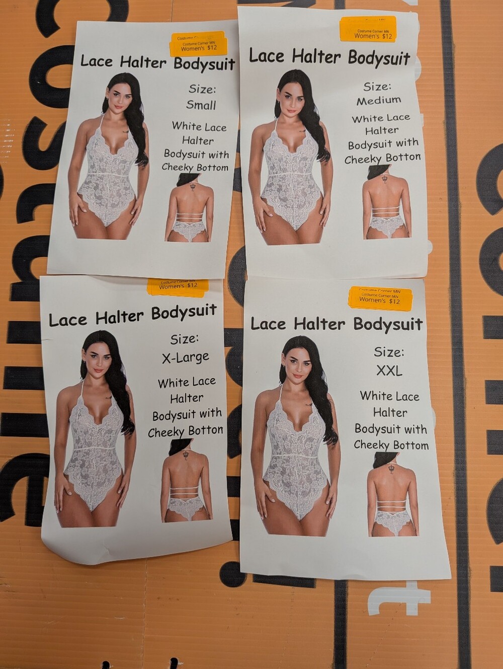 New Women's White Lace Halter Bodysuit